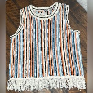 Lou & Grey for LOFT Striped Fringe Sleeveless Top